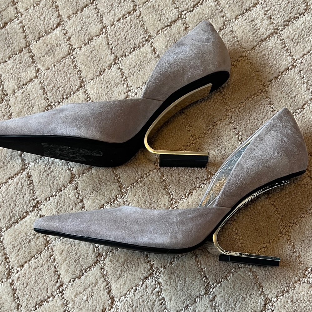 NIB Jeffrey Campbell Juliette Gray Grey Suede Silver heels Women's Shoes - Picture 3 of 8